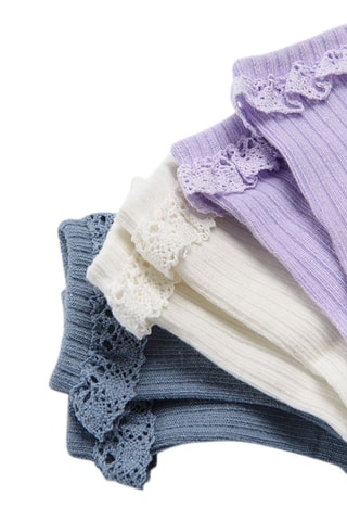 3 paires de chaussettes Gris foncé, écru et violet