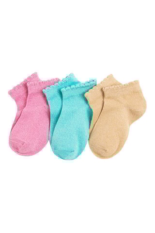 3 paires de chaussettes Rose, turquoise et marron clair