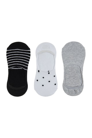 3 paires de socquettes Noir, blanc et gris clair chiné