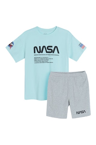 Pyjama Naza Turquoise et gris clair chiné