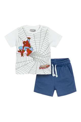 T-shirt et short Spider-Man Avengers Marvel Blanc et bleu foncé