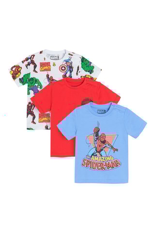 3 t-shirts Avengers Marvel Blanc, rouge et ciel
