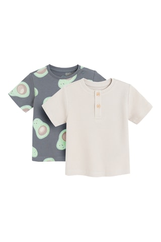 2 t-shirts - Gris foncé et beige