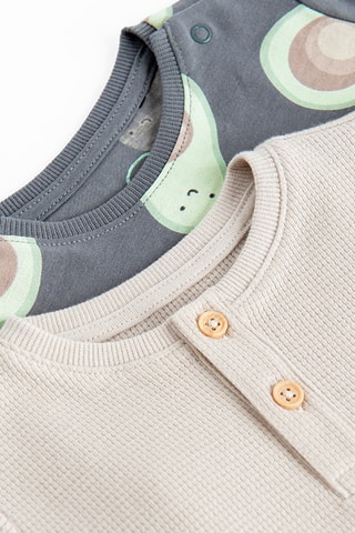 2 t-shirts - Gris foncé et beige