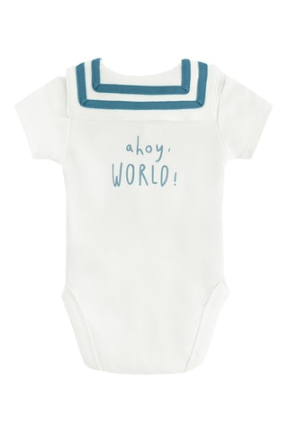 Body et short - Blanc et bleu canard