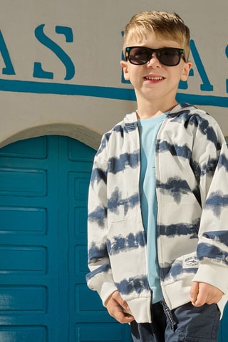 Sweat à capuche tie and dye - Blanc et bleu marine