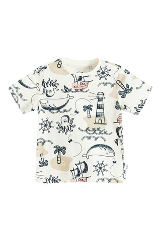 T-shirt - Ecru et bleu marine