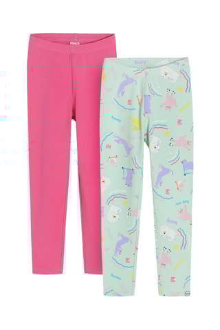 2 leggings - Rose et vert d’eau