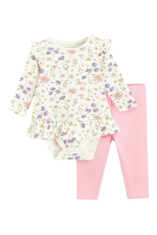 Body et legging - Ecru et rose