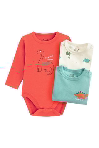 3 bodys - Corail, écru et vert