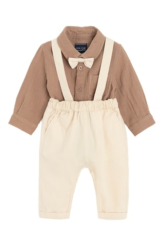 Body-chemise et salopette - Marron et beige