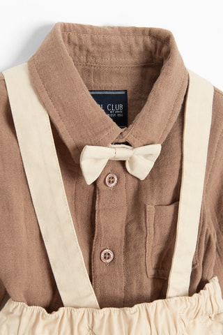 Body-chemise et salopette - Marron et beige