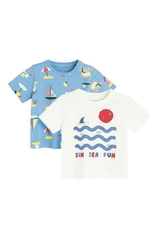 2 t-shirts - Bleu clair et blanc