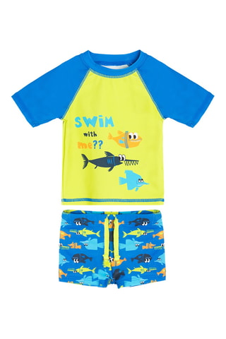 T-shirt et boxer de bain - Jaune et bleu
