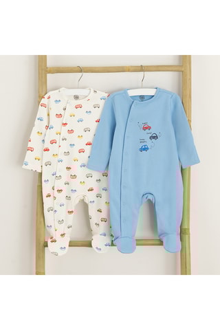 2 grenouillères - Blanc et bleu clair