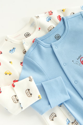 2 grenouillères - Blanc et bleu clair