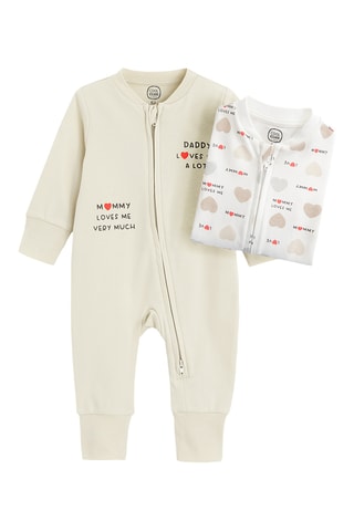 2 grenouillères - Blanc et taupe