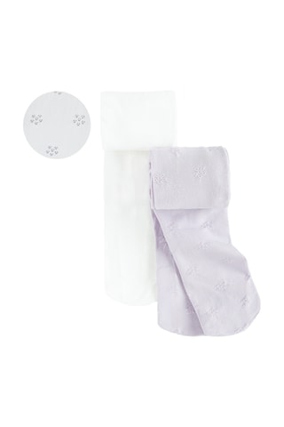 2 paires de collants - 60 deniers - Blanc et mauve