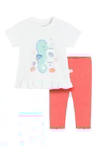 T-shirt et legging - Blanc et corail