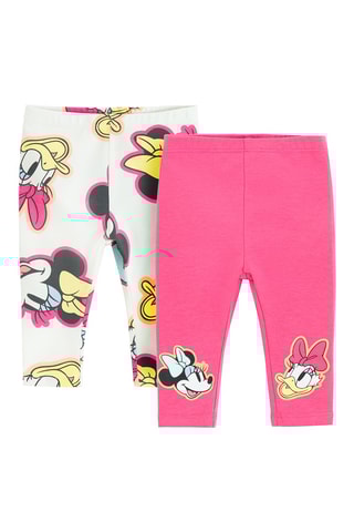 2 leggings Minnie et Daisy Disney - Blanc et fuchsia