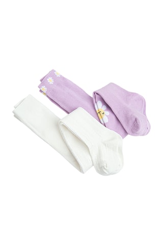 2 paires de collants - Violet et blanc