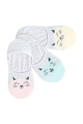 3 paires de protège-pieds - Gris clair chiné