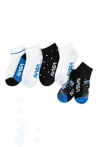 5 paires de chaussettes NASA - Blanc et noir