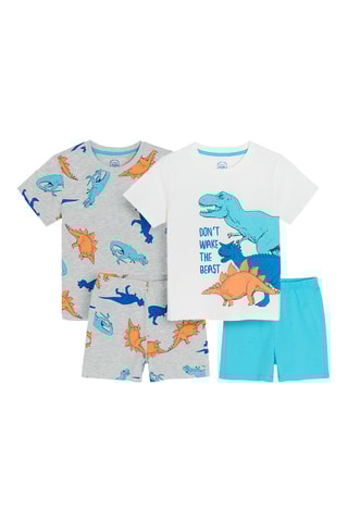 2 pyjamas - Gris clair chiné et blanc