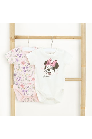 2 bodys Minnie Disney - Blanc et rose poudré