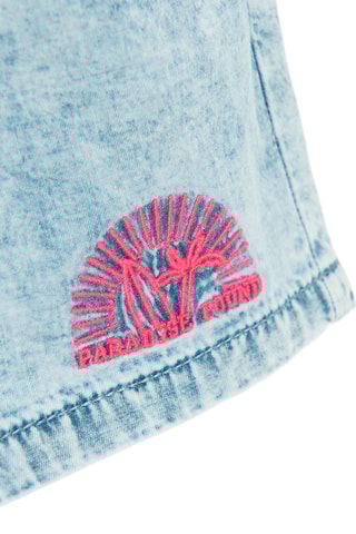 Short en jean - Ciel et fuchsia