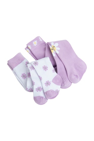 2 paires de collants - Violet et blanc