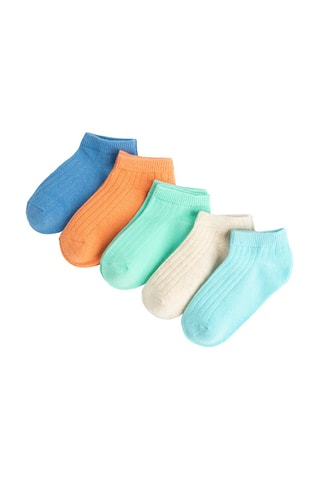 5 paires de socquettes - Bleu clair et orange