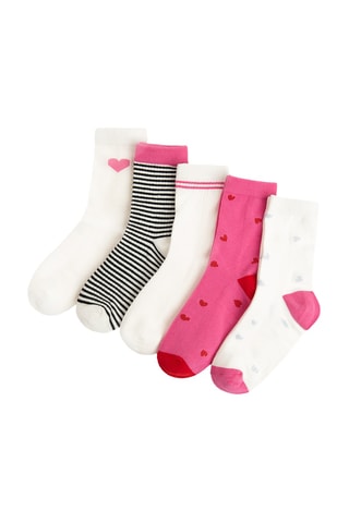 5 paires de chaussettes - Blanc et rose