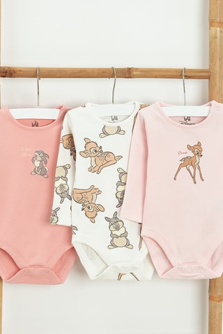 3 bodys Bambi Disney - Rose et blanc