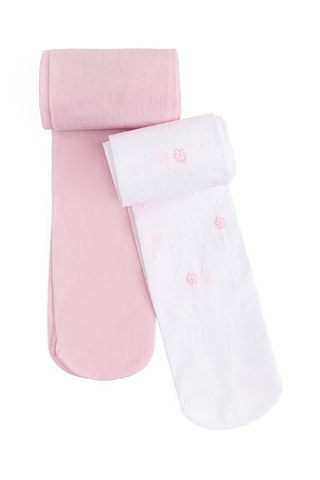 2 paires de collants - Blanc et rose