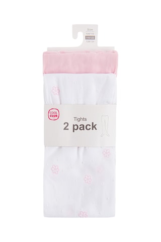 2 paires de collants - Blanc et rose