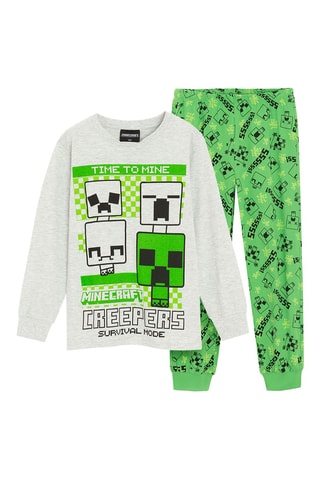 Pyjama Minecraft - Gris clair chiné et vert