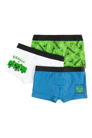 3 boxers Minecraft - Vert et blanc