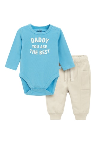 Body et pantalon - Bleu clair et écru