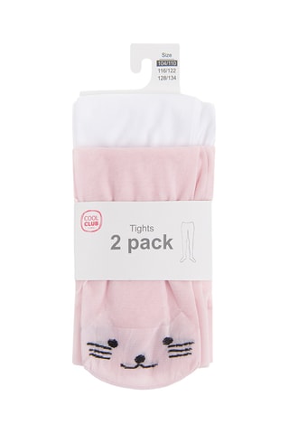 2 paires de collants - Blanc et rose