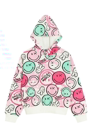 Sweat à capuche Smiley - Rose