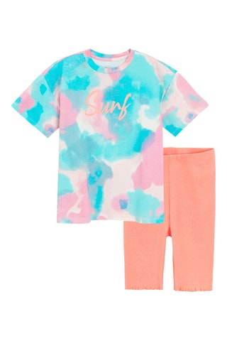 T-shirt tie and dye et legging - Turquoise et saumon