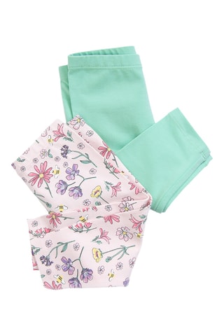 2 leggings - Turquoise et rose