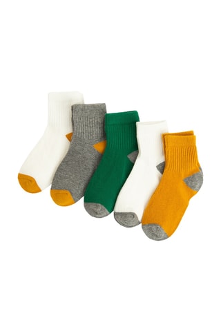 5 paires de chaussettes - Blanc, gris chiné et vert