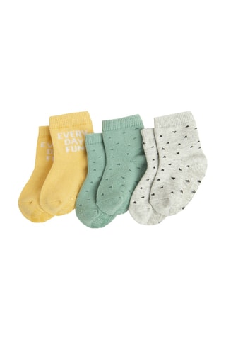 3 paires de chaussettes antidérapantes - Jaune, vert clair et gris clair chiné