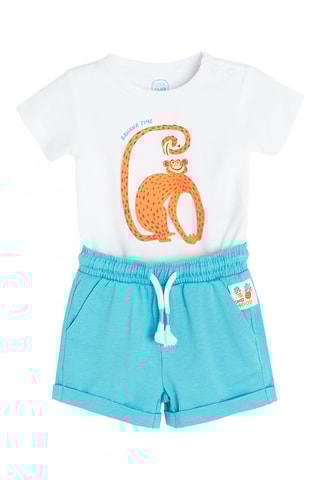 Body et short - Blanc et bleu