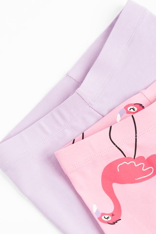 2 leggings - Rose et violet