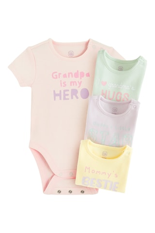 4 bodys - Jaune, vert et rose