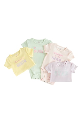 4 bodys - Jaune, vert et rose