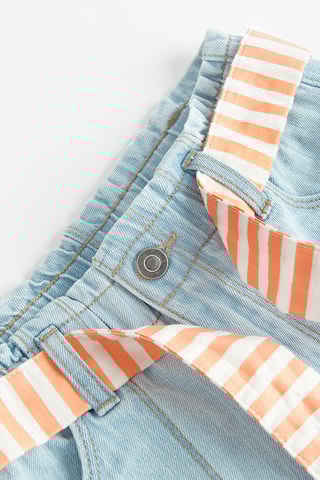 Short en jean - Ciel et blanc